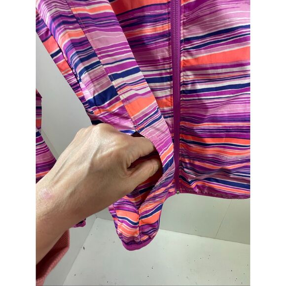 Columbia Pink Multicolor Striped Hodded Omni-Wick Jacket Size L Youth - Picture 3 of 9